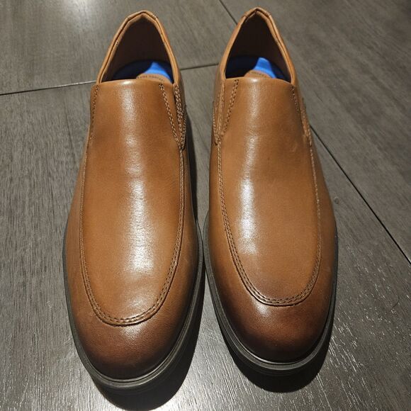 Clarks Whiddon Step Loafers Men's Size 11.5 M Dark Tan Leather Slip On Comfort - Picture 2 of 7